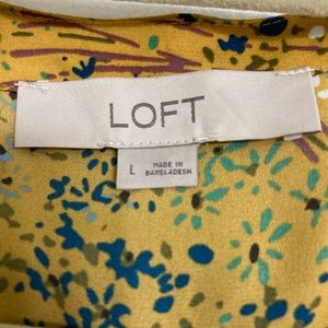 Loft yellow floral wrap around shirt